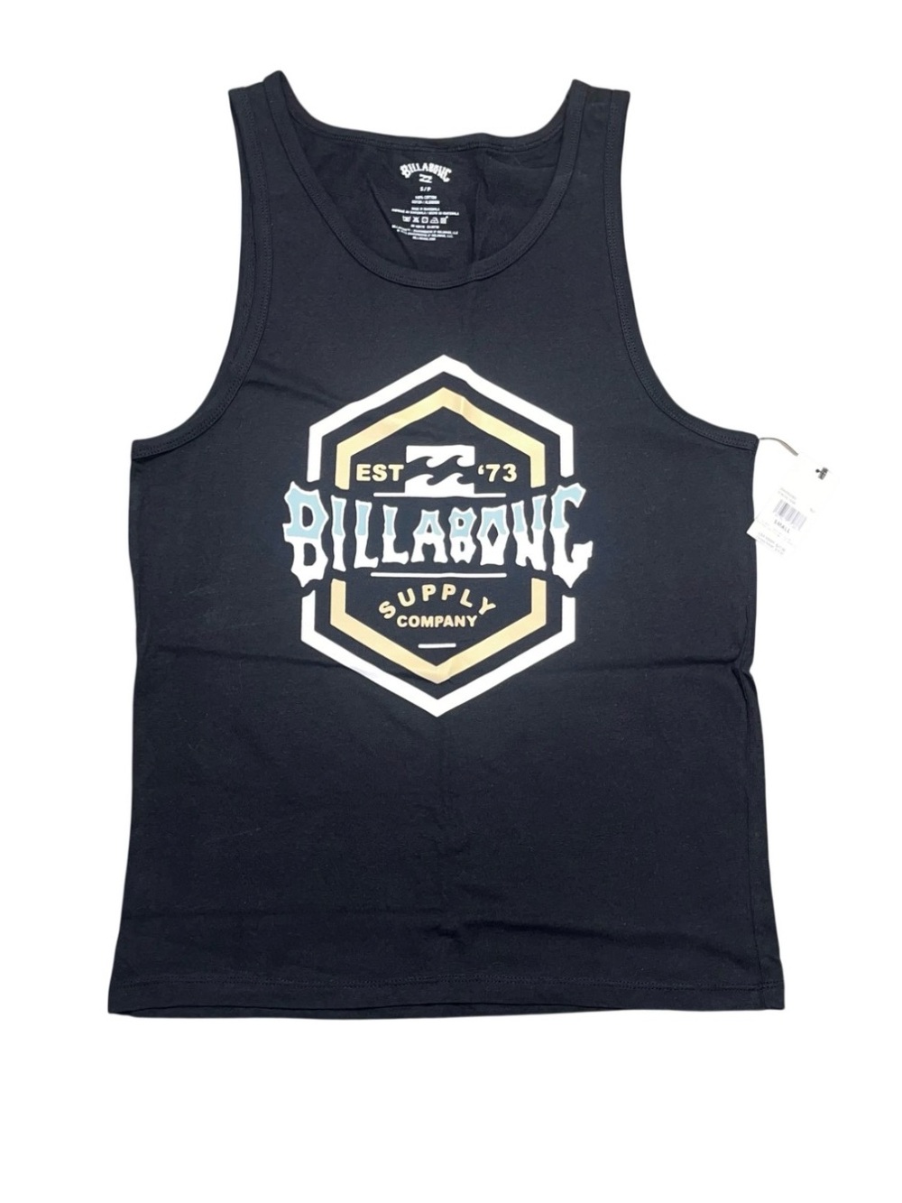 Billabong Black Men’s Tank White Tan Logo NWT Small